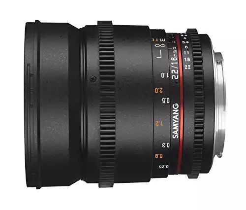 Samyang 16 mm T2.2 VDSLR II Manual Focus Video Lens for Canon DSLR Camera 7544