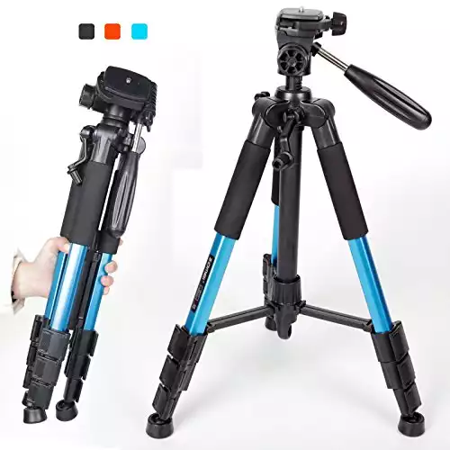 Zomei Q111 55 inch Compact Flexible Camera Tripod 4s Stand with 1/4 Mount 3-Way PanHead for All Canon Sony Nikon Samsung Panasonic Olympus Kodak Fuji Digital Cameras And Camcorders Blue